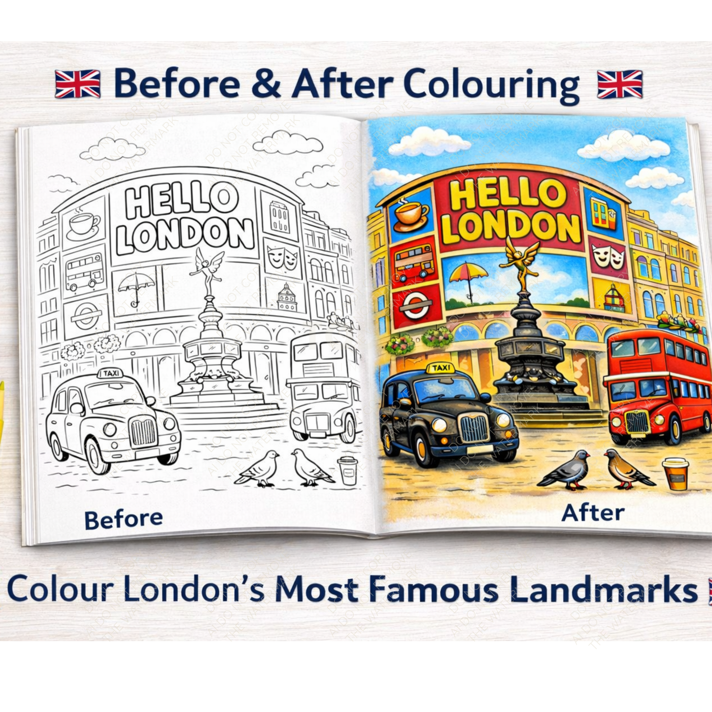London Colouring Book | 22 Famous London Landmarks to Colour | A4 Adult Colouring Book
