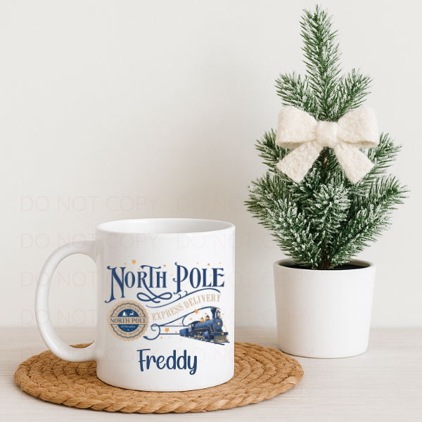 North Pole Express Christmas Personalised Mug