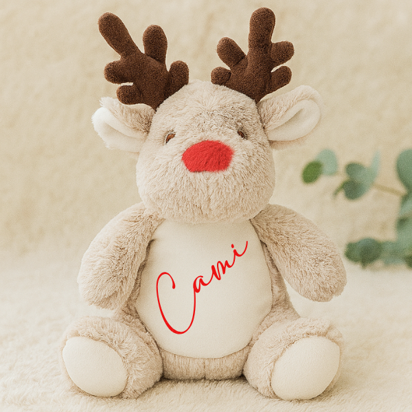 Personalised Reindeer Teddy, Custom Christmas Soft Toy Gift