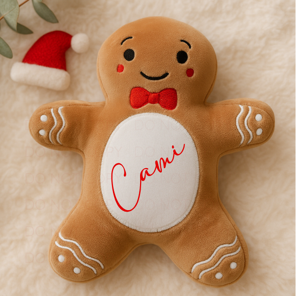 Personalised Gingerbread Man Teddy Custom Christmas Soft Toy