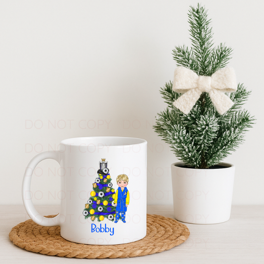 Boy Football Christmas Personalised Mug