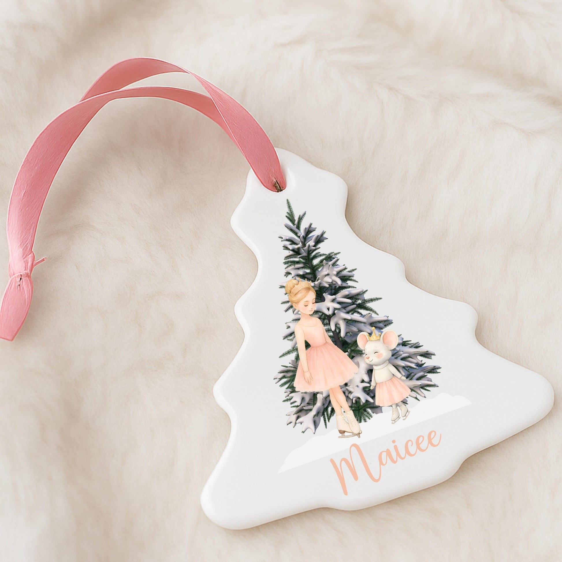 Ballet ice skater Nutcracker inspired Personalised Ornament- Girls Christmas Decoration- CustomName Gift- Ceramic Keepsake
