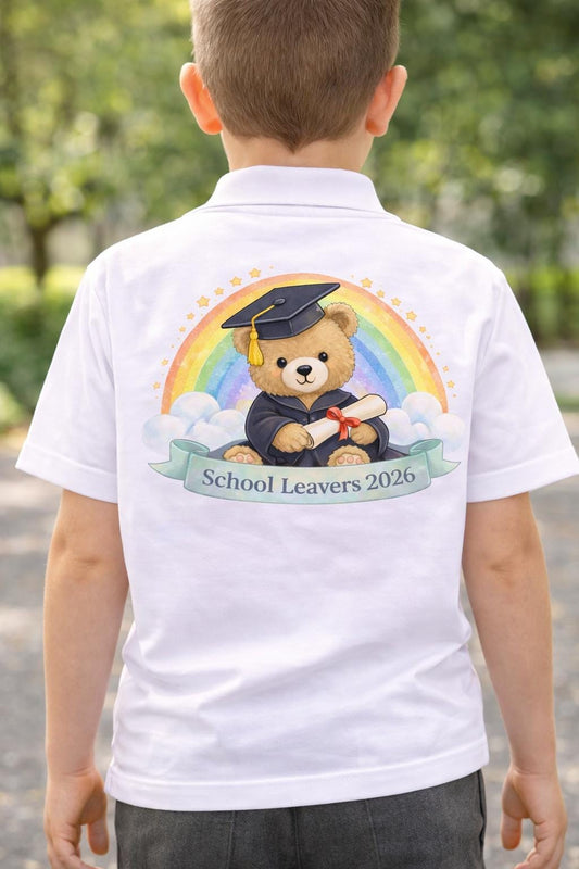 School Leavers 2026 Bear PNG | Graduation Teddy, Rainbow Design (Digital Download)