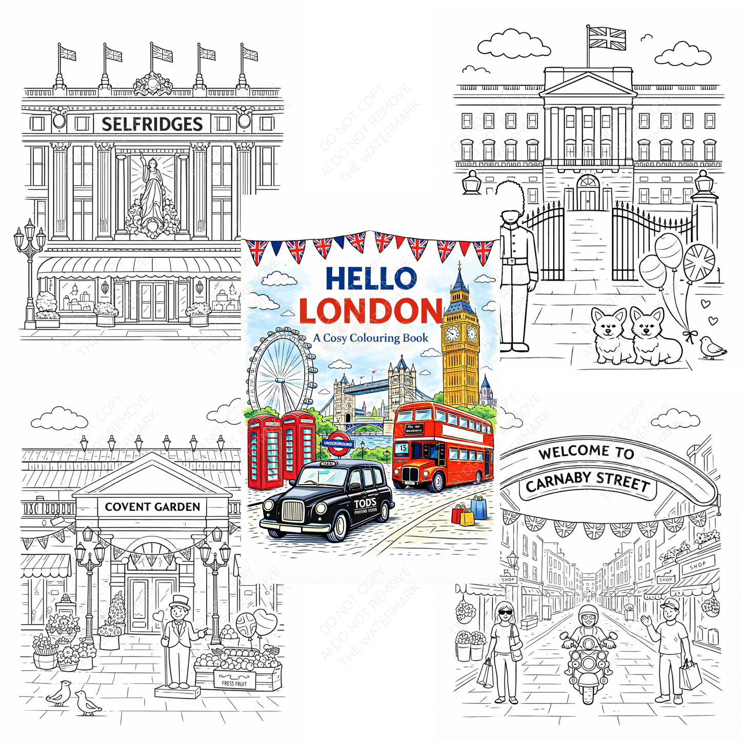 London Colouring Book | 22 Famous London Landmarks to Colour | A4 Adult Colouring Book