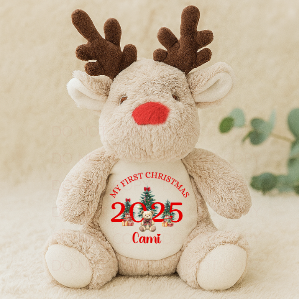 Personalised Reindeer Teddy, Custom Christmas Soft Toy Gift