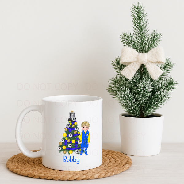 Boy Football Christmas Personalised Mug
