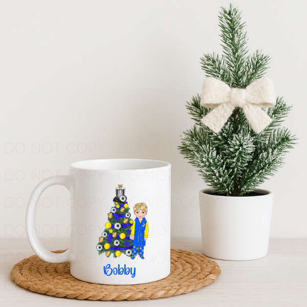 Boy Football Christmas Personalised Mug