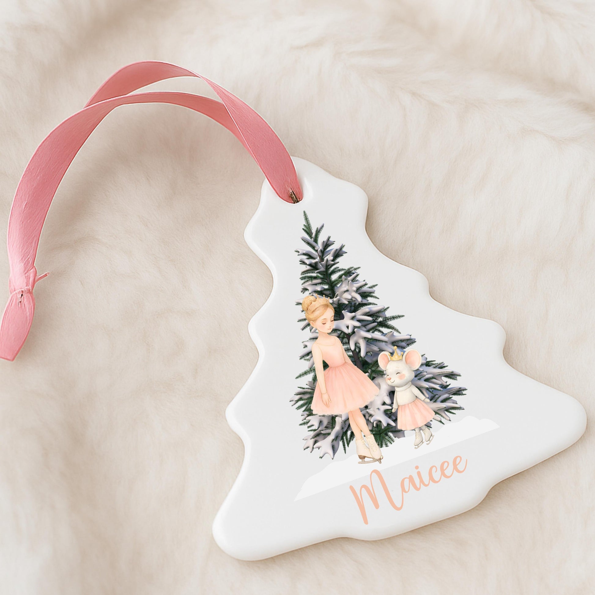 Ballet ice skater Nutcracker inspired Personalised Ornament- Girls Christmas Decoration- CustomName Gift- Ceramic Keepsake
