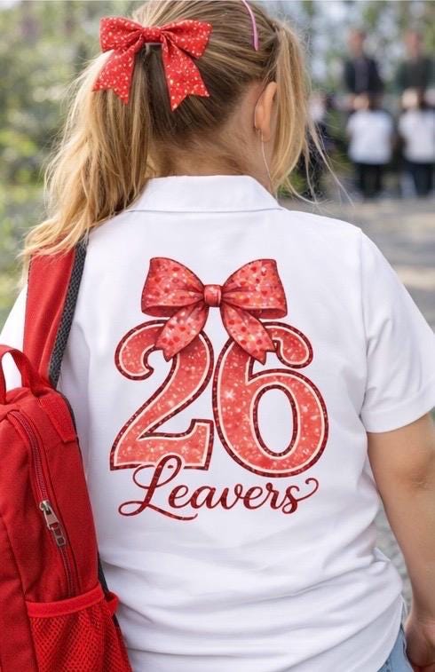 Leavers 2026 PNG | Red Bow School Design | Class of 2026 Shirt (Digital Download)
