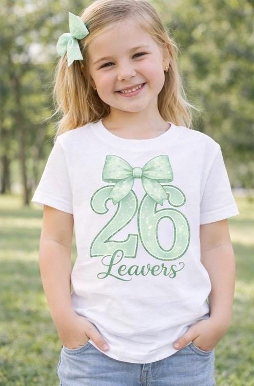 Leavers 2026 PNG | Green Bow Class of 2026 Shirt Design (Digital Download)