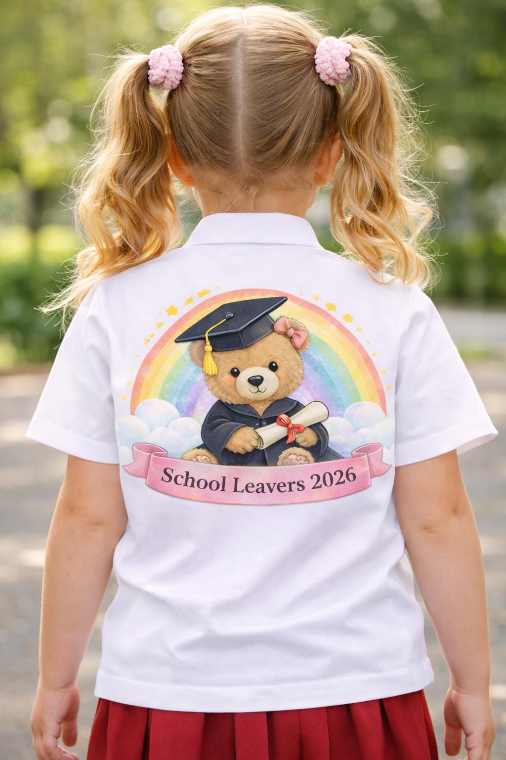 School Leavers 2026 Bear PNG | Graduation Teddy, Rainbow Design (Digital Download)