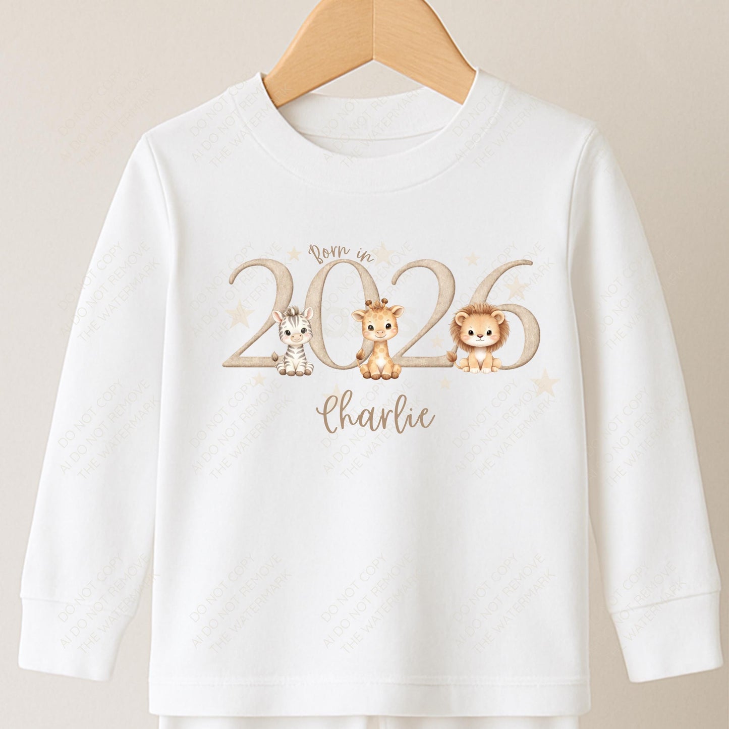 Born in 2026 safari animal baby PNG