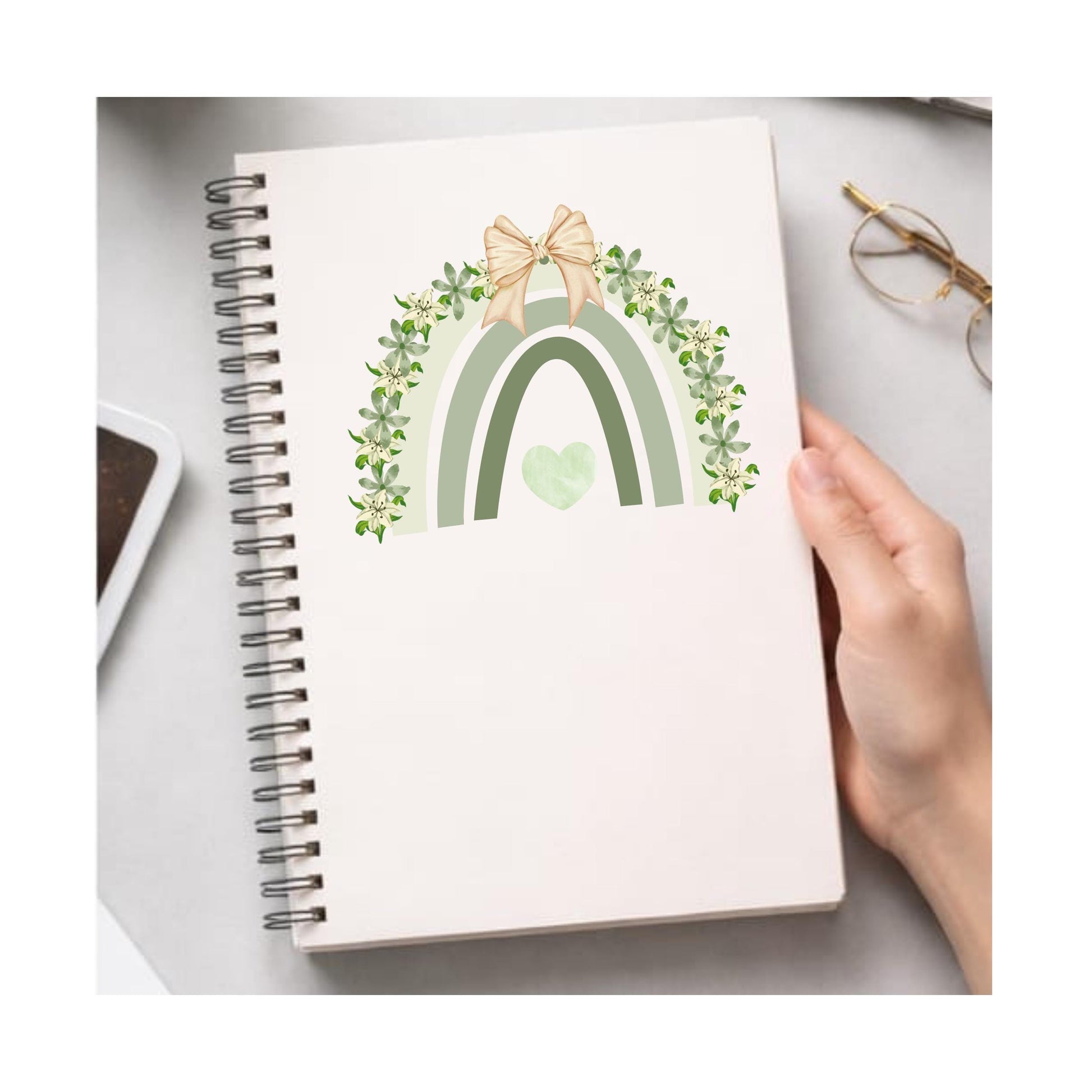 Sage Green Boho Rainbow PNG: Teacher Gift, Sublimation Design (Digital Download)