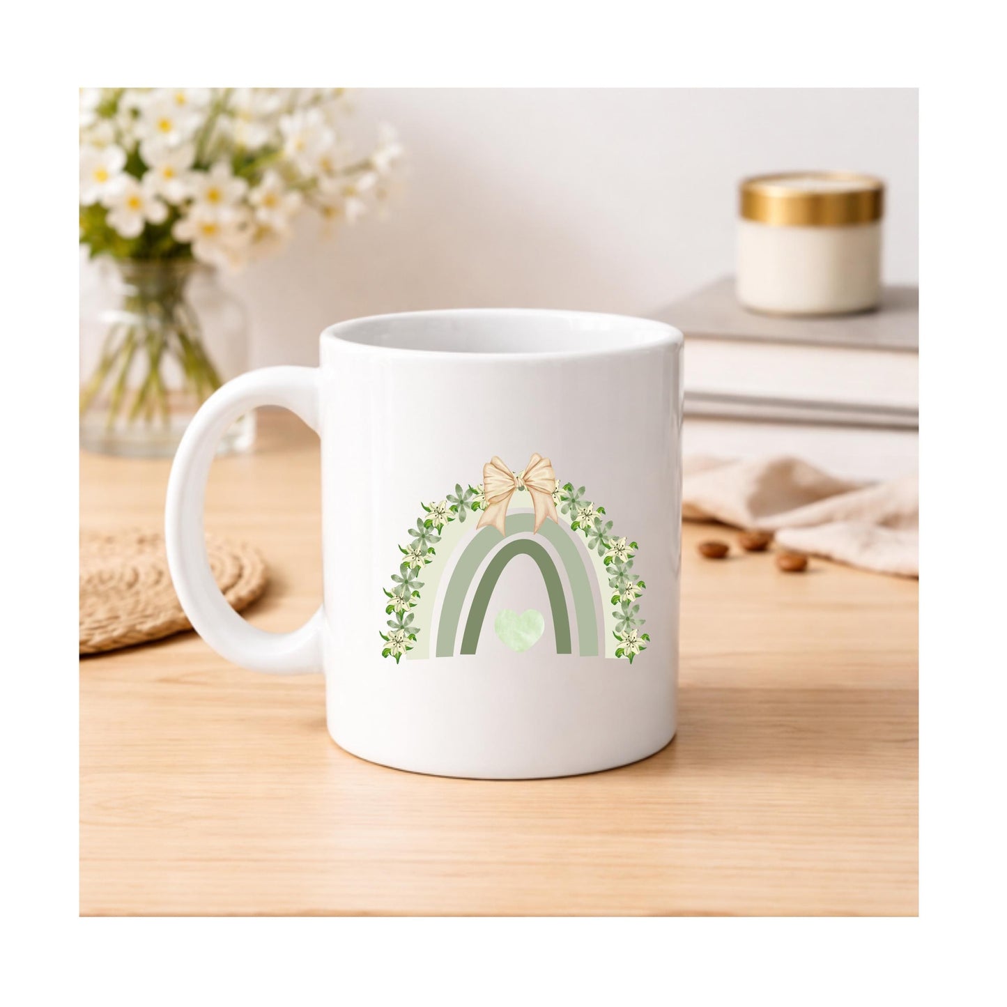 Sage Green Boho Rainbow PNG: Teacher Gift, Sublimation Design (Digital Download)