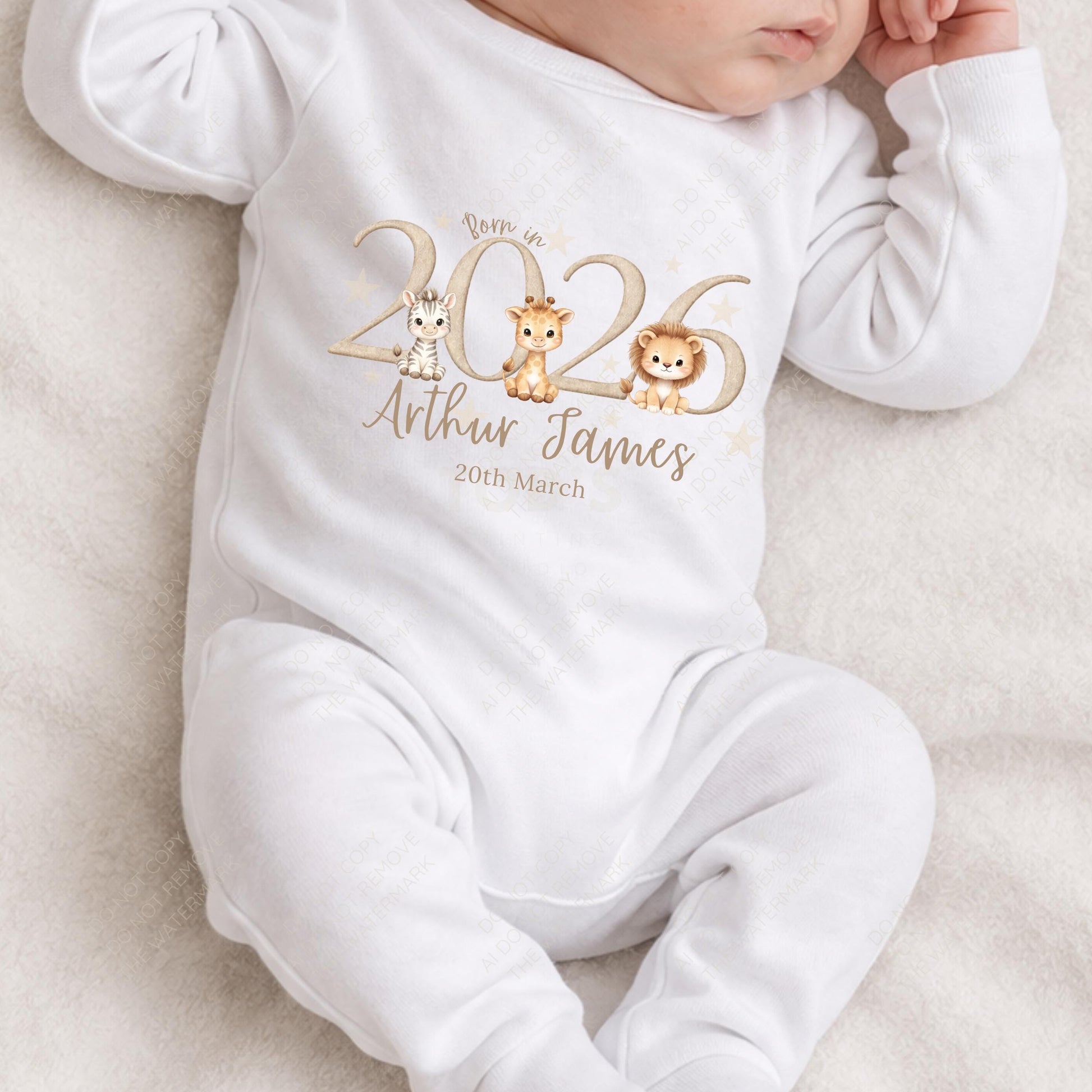 Born in 2026 safari animal baby PNG