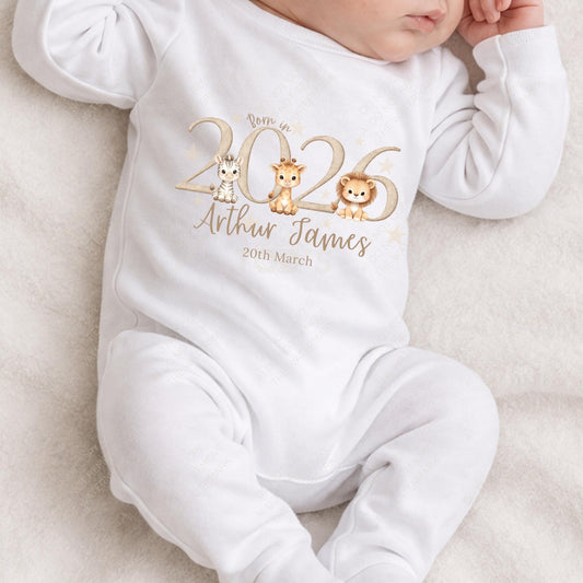 Born in 2026 safari animal baby PNG