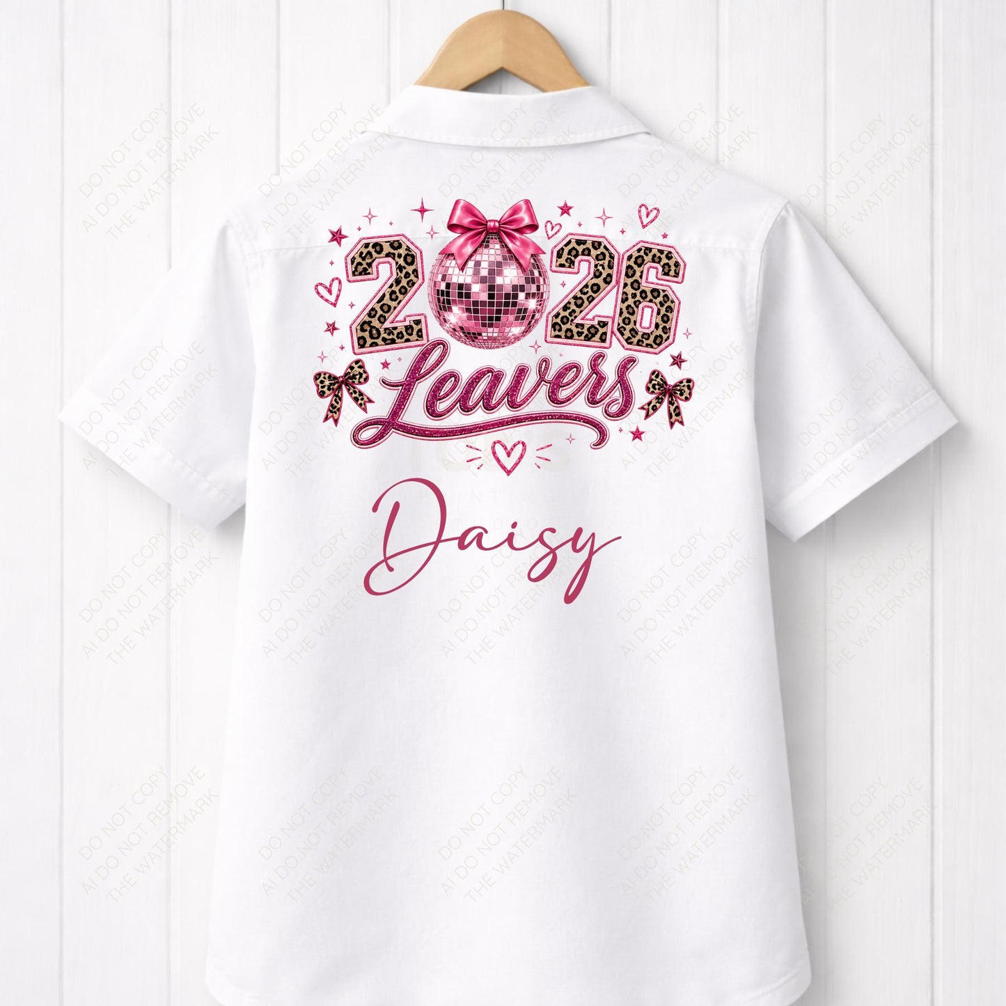 Leopard Print Disco Ball 2026 Bow PNG School Leavers Design
