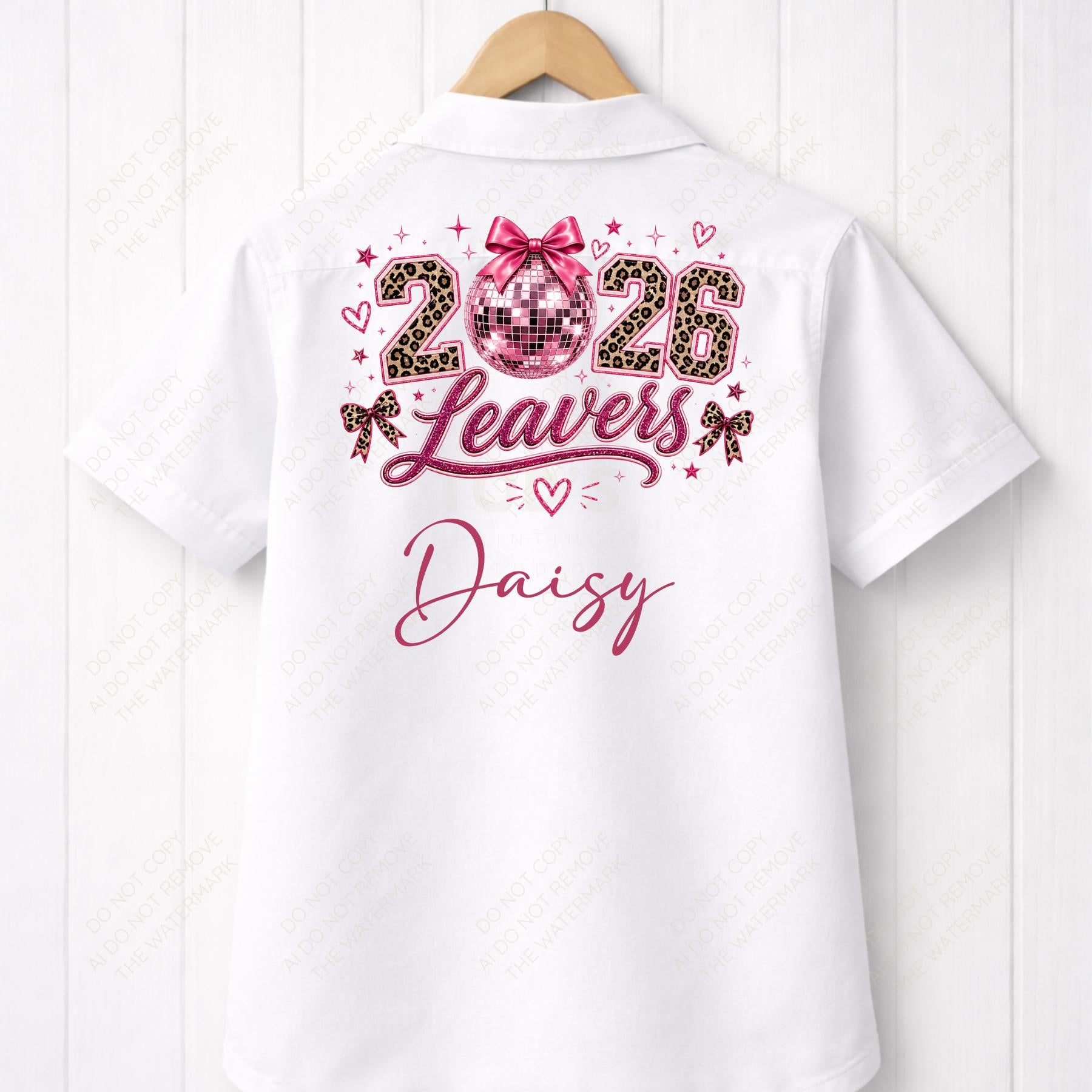 Leopard Print Disco Ball 2026 Bow PNG School Leavers Design