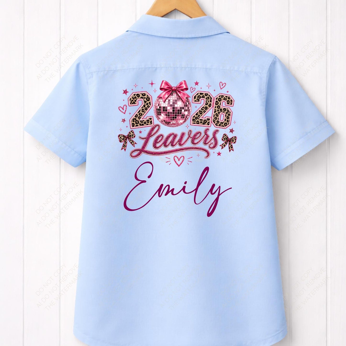 Leopard Print Disco Ball 2026 Bow PNG School Leavers Design