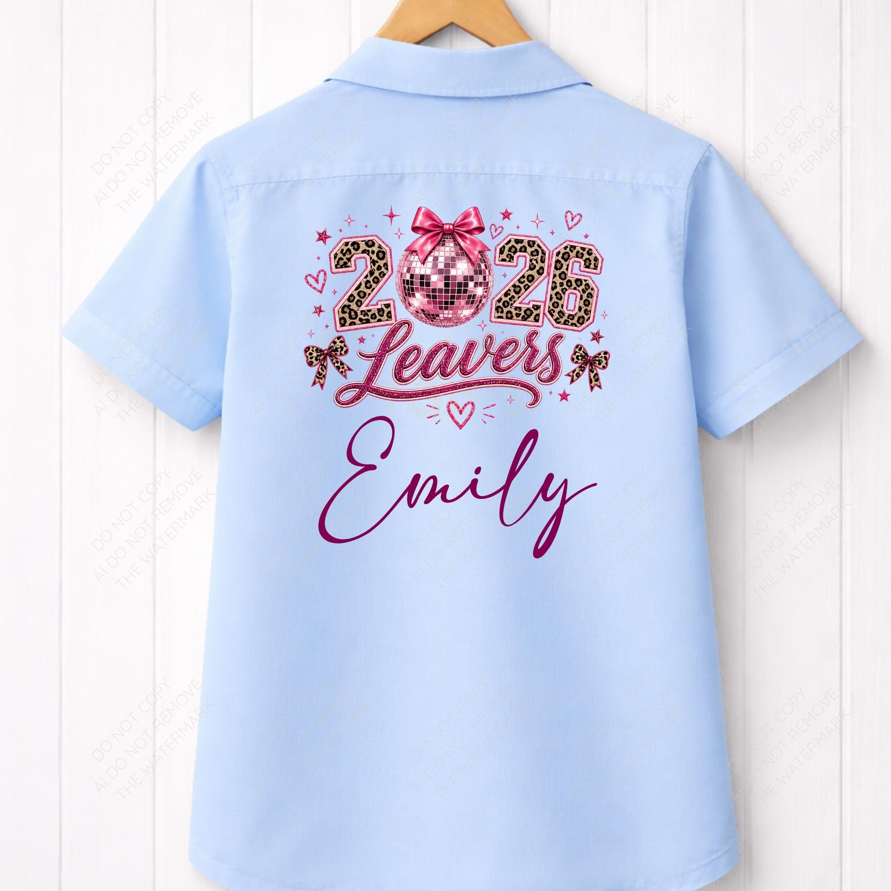Leopard Print Disco Ball 2026 Bow PNG School Leavers Design