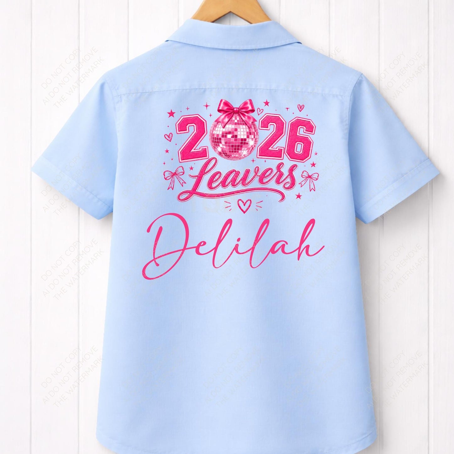 Pink Disco Ball with Bow 2026 Leavers Artwork PNG