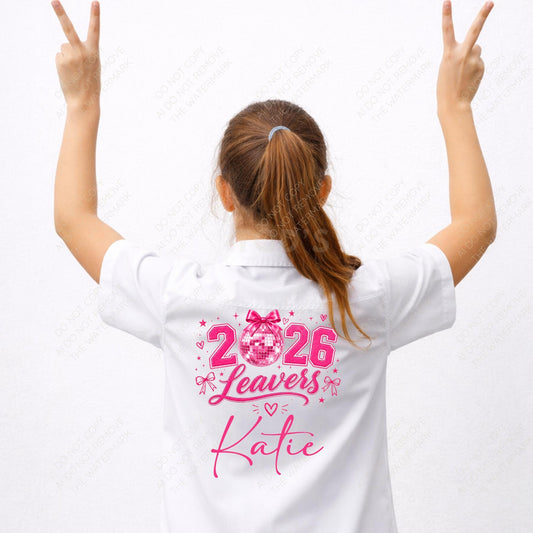 Pink Disco Ball with Bow 2026 Leavers Artwork PNG