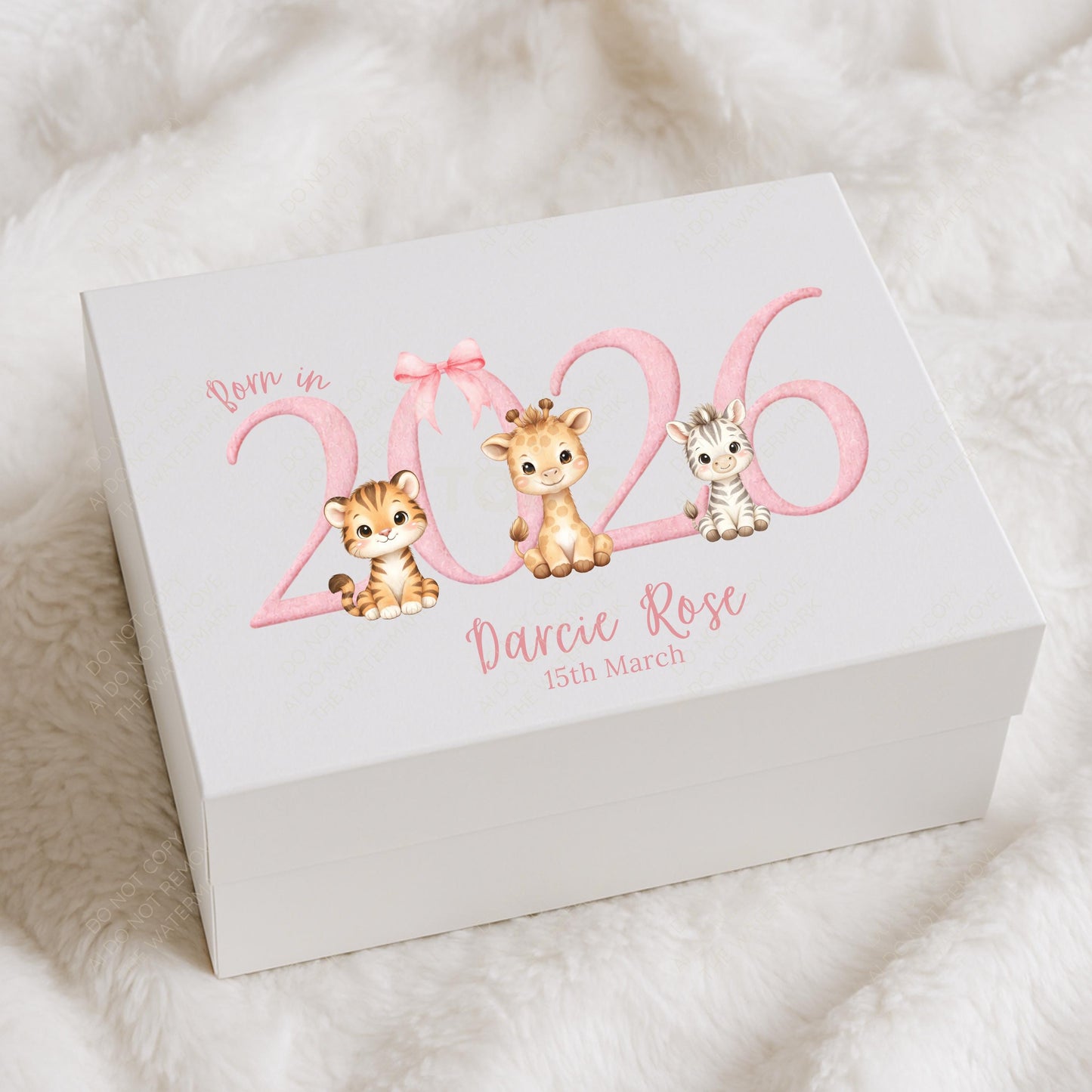 Born in 2026 safari animal baby girl PNG