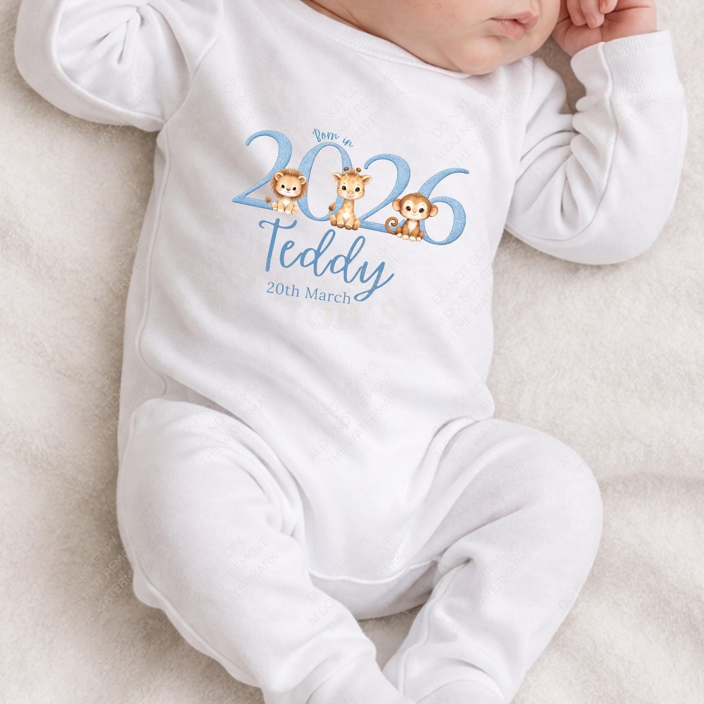 Born in 2026 safari animal baby PNG