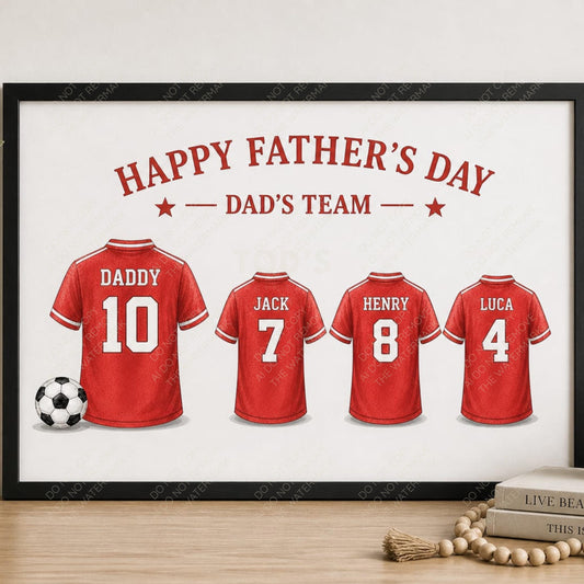 Personalised Dad Team Football Shirt PNG Fathers Day Custom Names Numbers Digital Download Mug Card Print