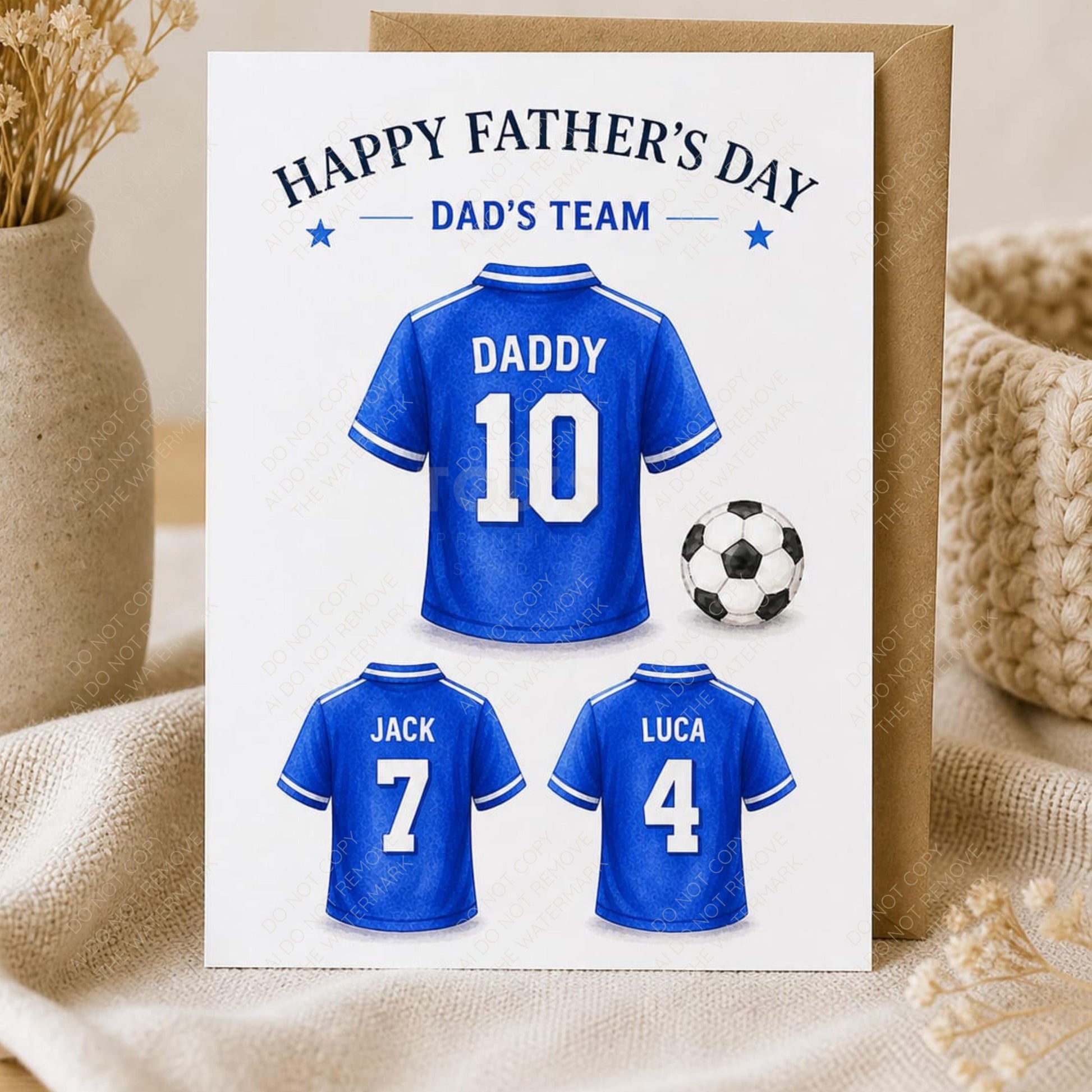 Personalised Dad Team Football Shirt PNG Fathers Day Custom Names Numbers Digital Download Mug Card Print