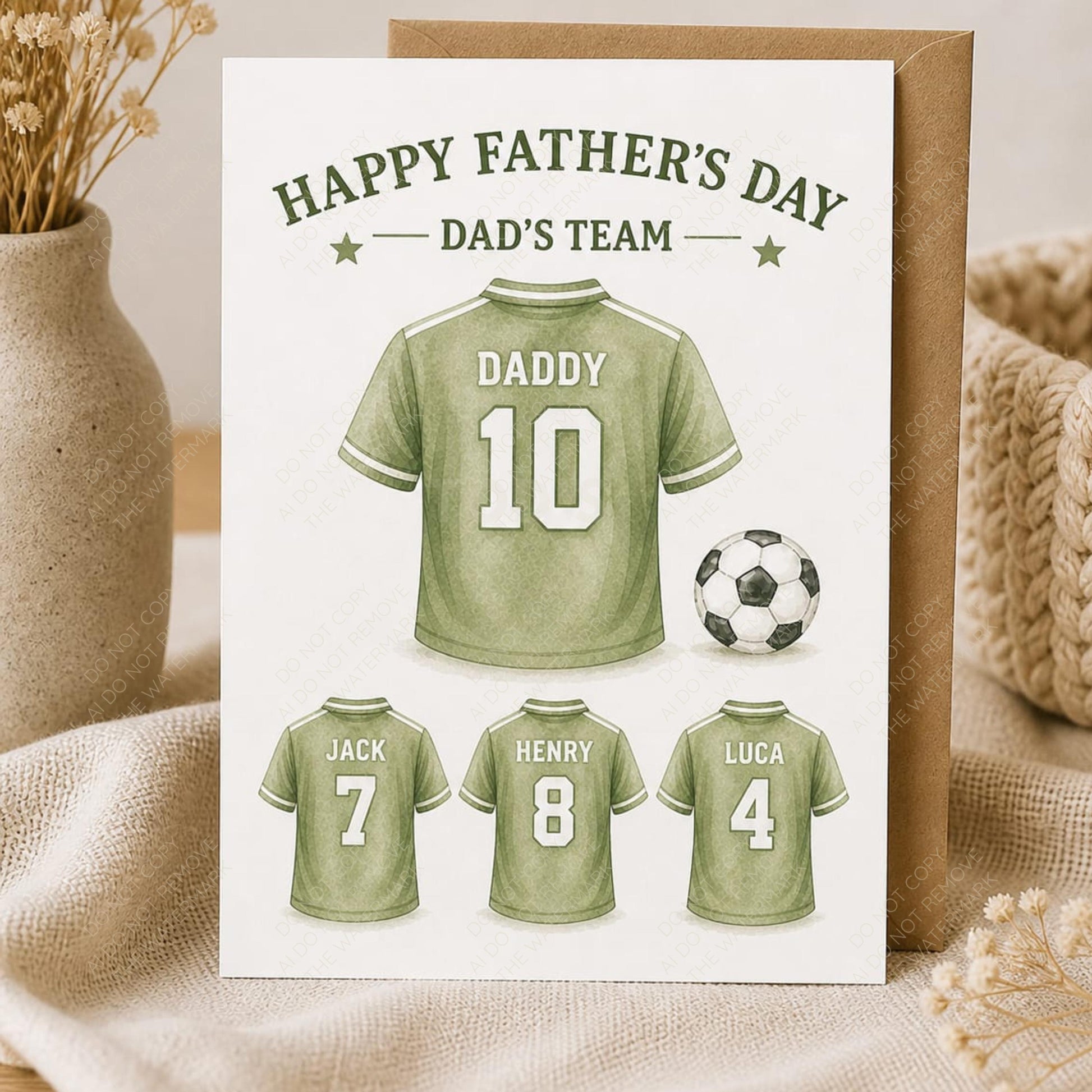 Personalised Dad Team Football Shirt PNG Fathers Day Custom Names Numbers Digital Download Mug Card Print