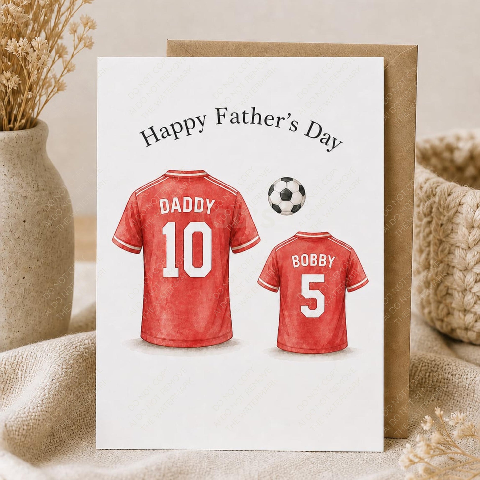 Personalised Dad Team Football Shirt PNG Fathers Day Custom Names Numbers Digital Download Mug Card Print