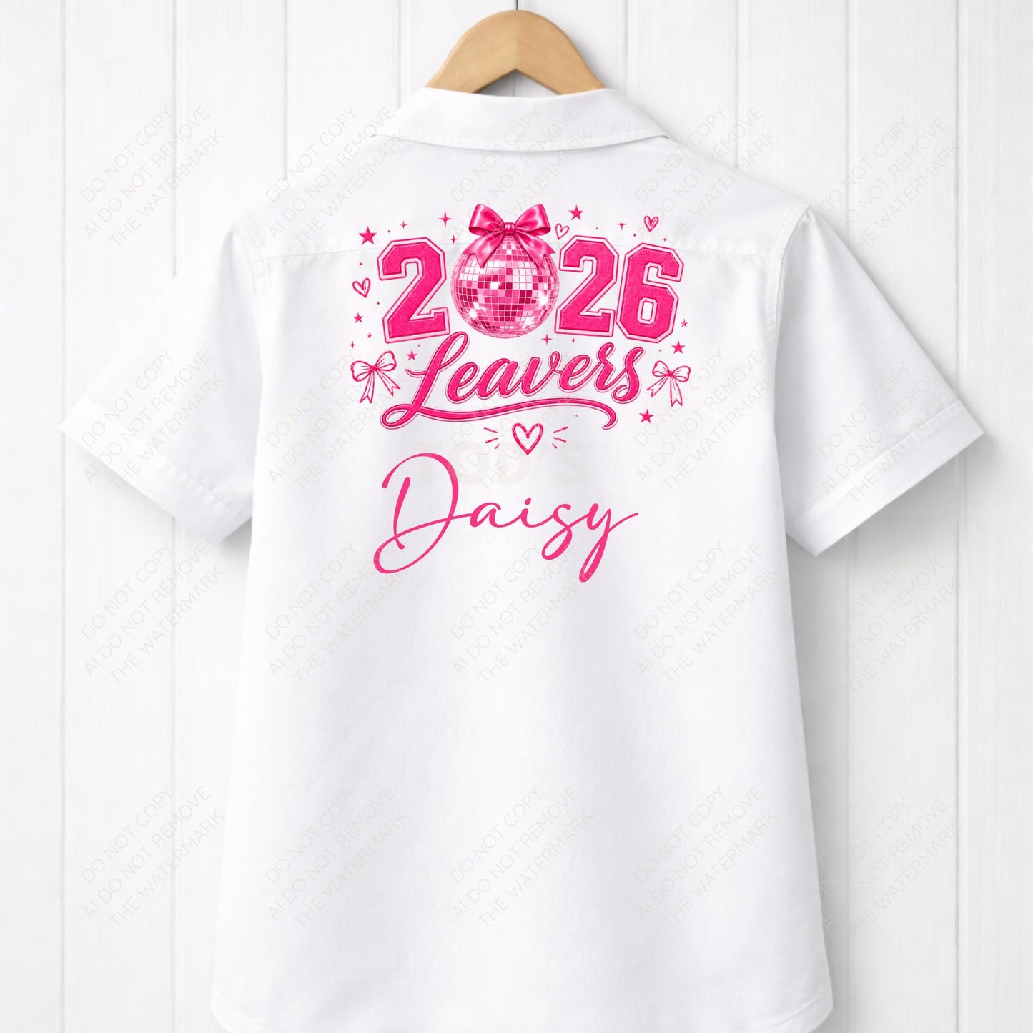 Pink Disco Ball with Bow 2026 Leavers Artwork PNG