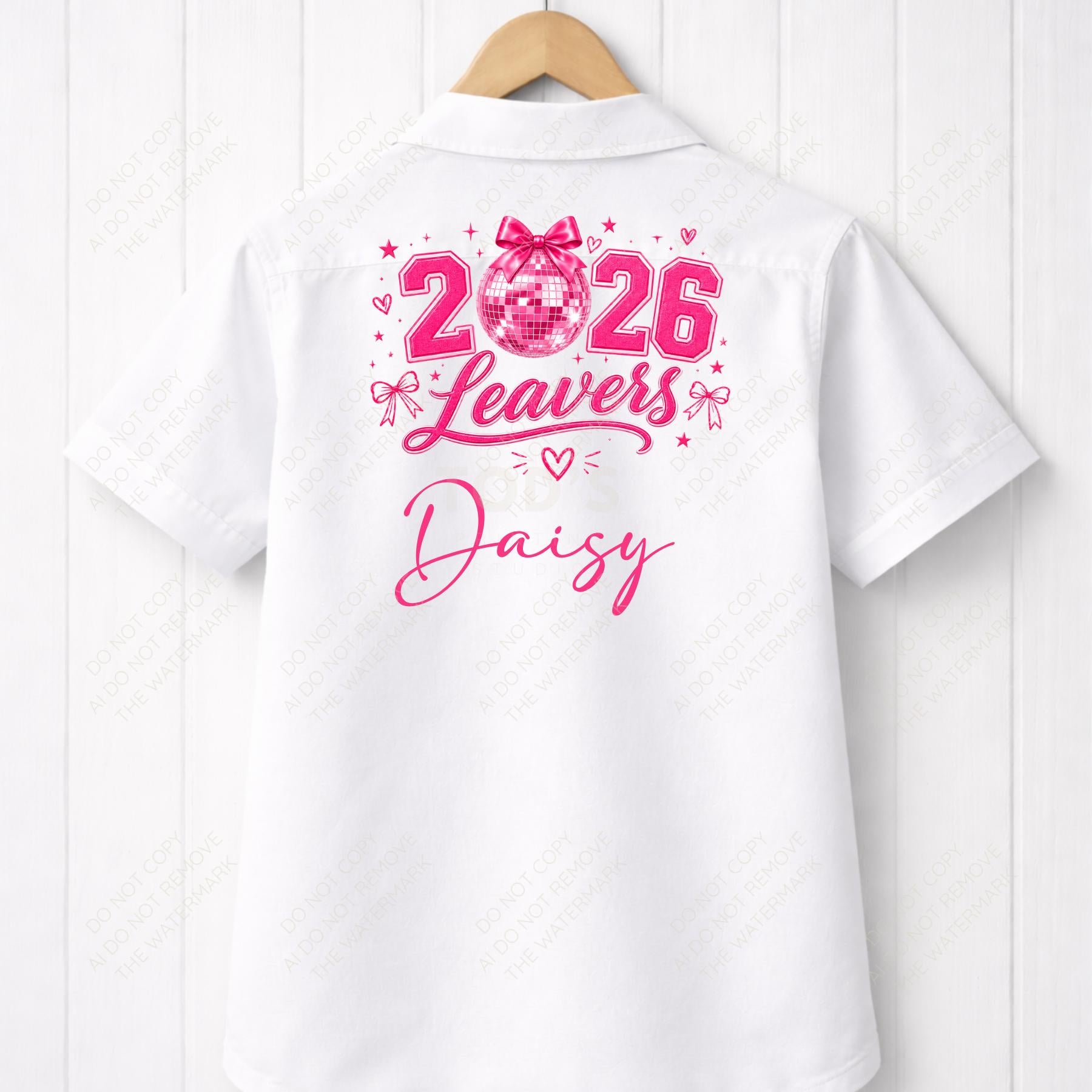 Pink Disco Ball with Bow 2026 Leavers Artwork PNG