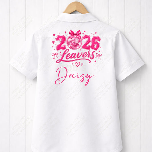 Pink Disco Ball with Bow 2026 Leavers Artwork PNG