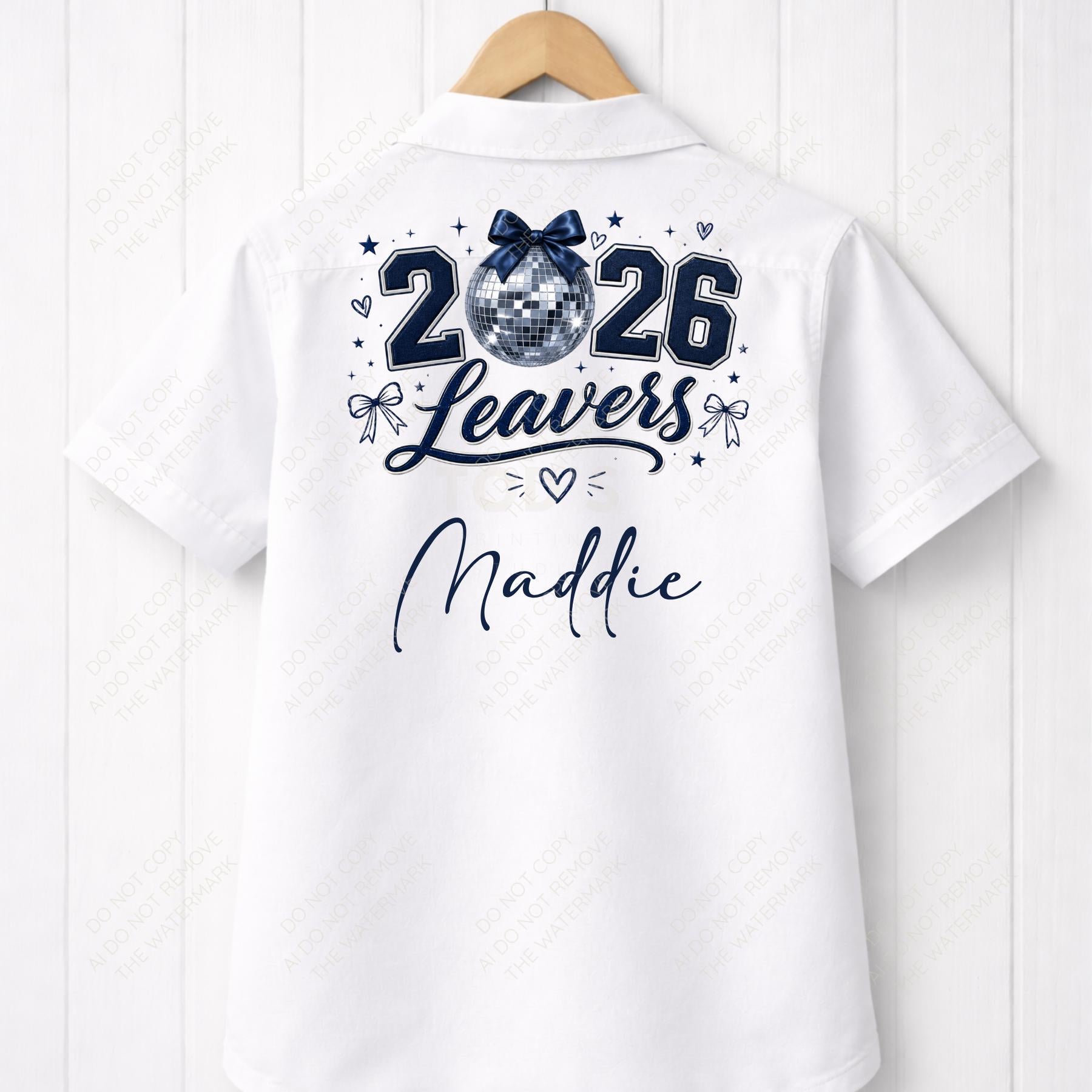 Navy Disco Ball with Bow 2026 Leavers Artwork PNG