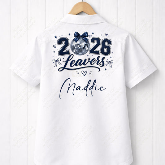 Navy Disco Ball with Bow 2026 Leavers Artwork PNG