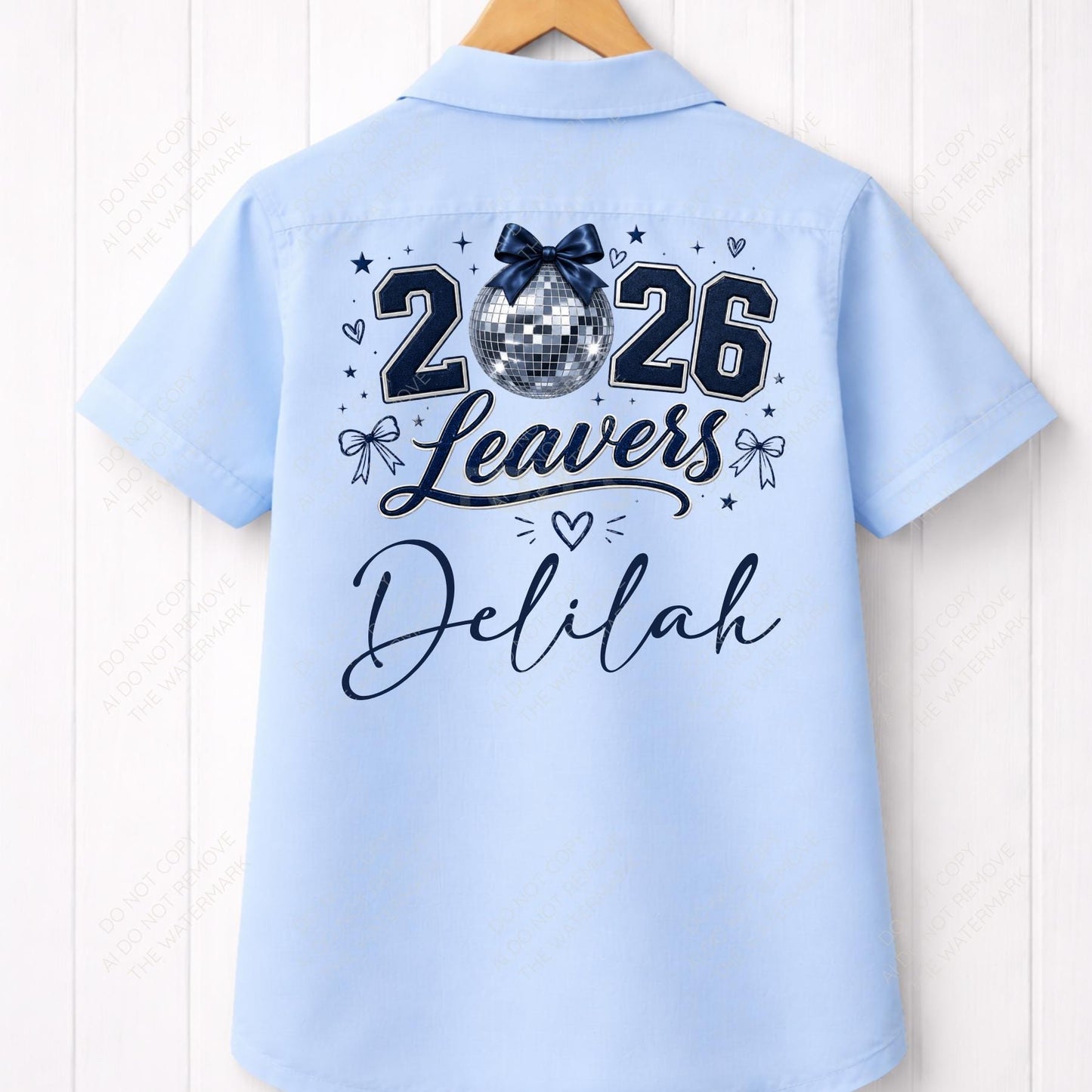 Navy Disco Ball with Bow 2026 Leavers Artwork PNG