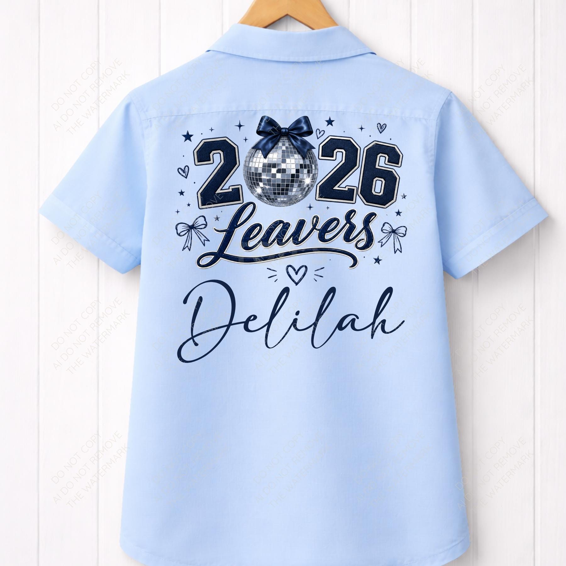 Navy Disco Ball with Bow 2026 Leavers Artwork PNG