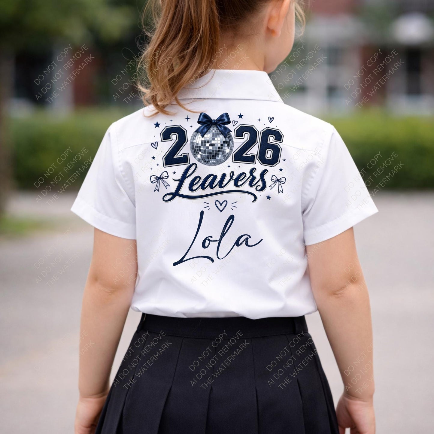 Navy Disco Ball with Bow 2026 Leavers Artwork PNG