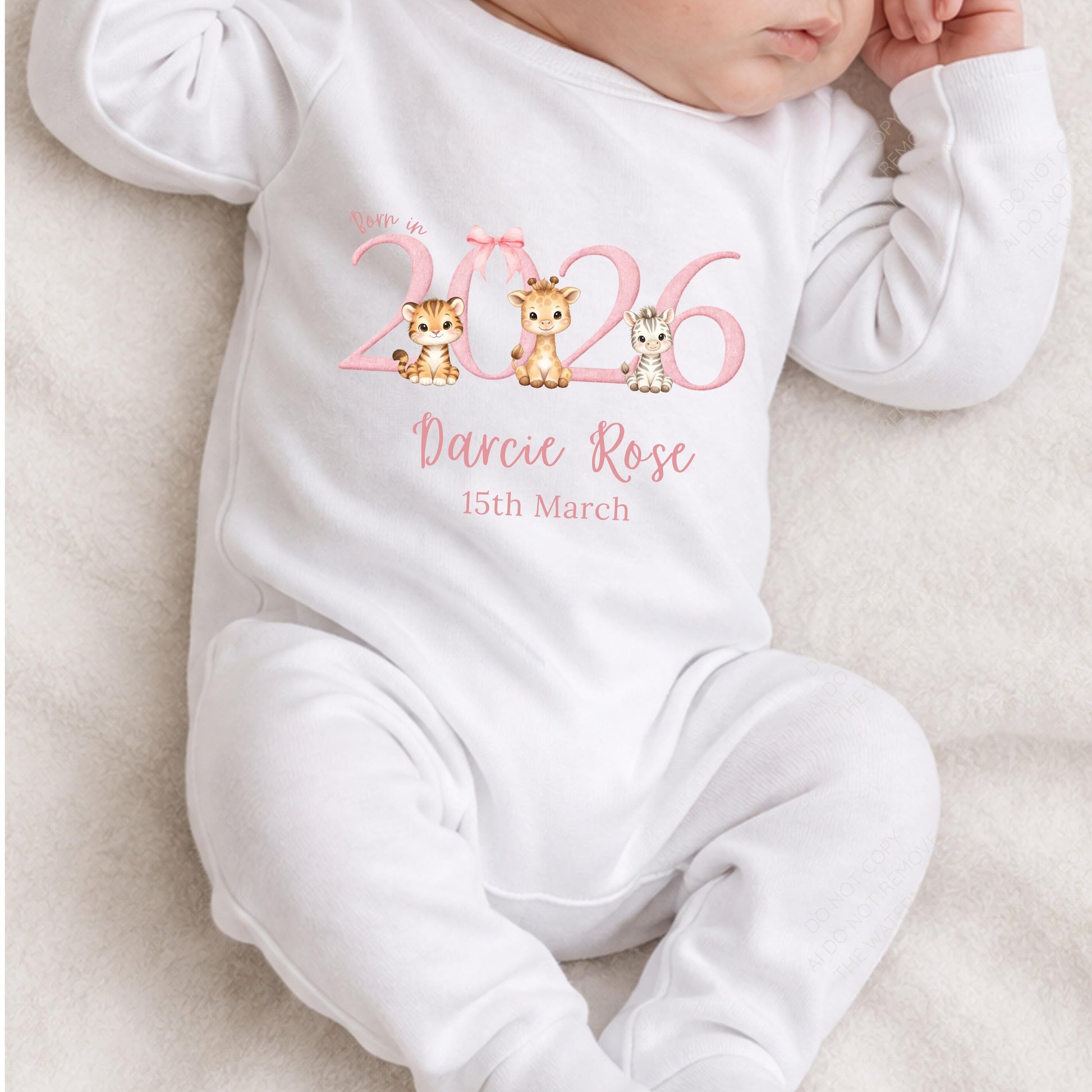Born in 2026 safari animal baby PNG