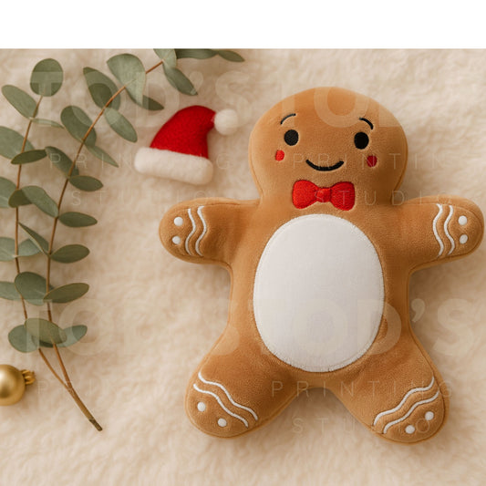Gingerbread Man Teddy – Sublimation & Vinyl Friendly Plush Toy (25cm)